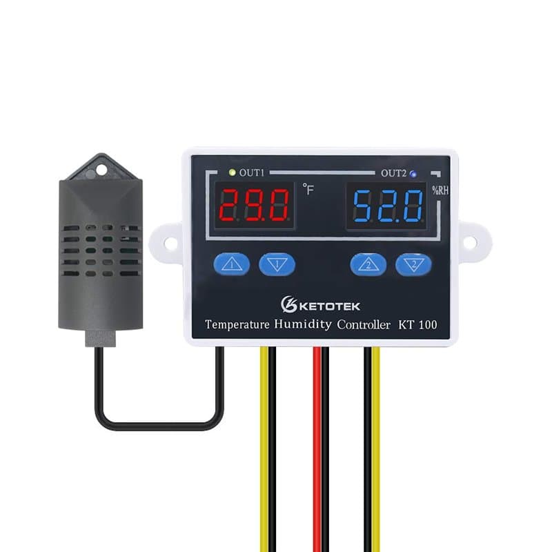KETOTEK Contrôleur de Température et Humidité Numérique Thermostat 220V avec sonde, Regulateur de Temperature Humidite Chauffage