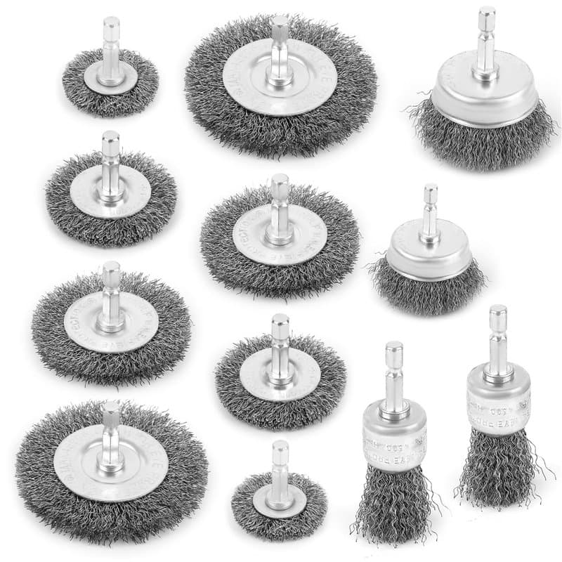 Lot de 12 Brosses Metallique pour Perceuse, Brosse Métallique de 6 Mm, Brosse en Acier pour Enlever La Rouille, La Corrosion, La