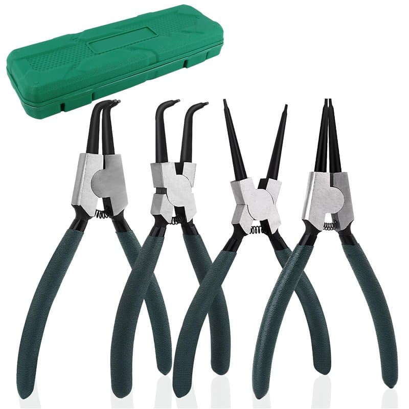 NVIYAM Jeu de Pince Circlips,4 Pièces Pinces à Circlips droites avec Poignées Antidérapantes,Pince à Circlips pour Retirer les b
