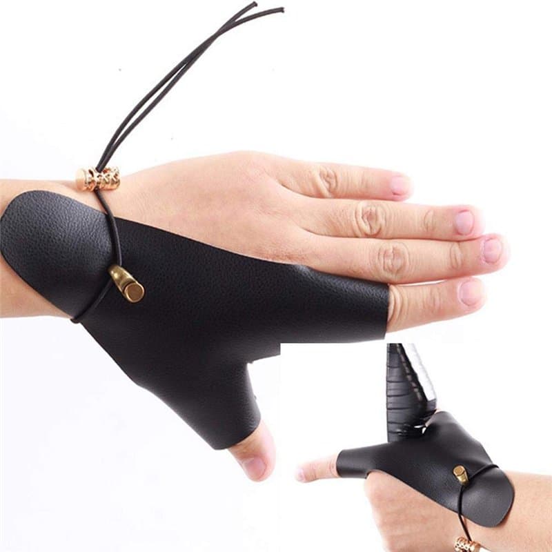 Gants de en cuir de vache pour tir à l'arc - Gants de traditionnels - 3 doigts - Pour enfants, adolescents, adultes et débutants