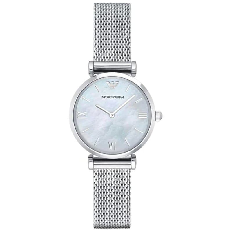 Emporio Armani Montre pour Femmes, Mouvement à Quartz Deux Aiguilles de 32 mm avec Bracelet en Acier Inoxydable de tonalité arge