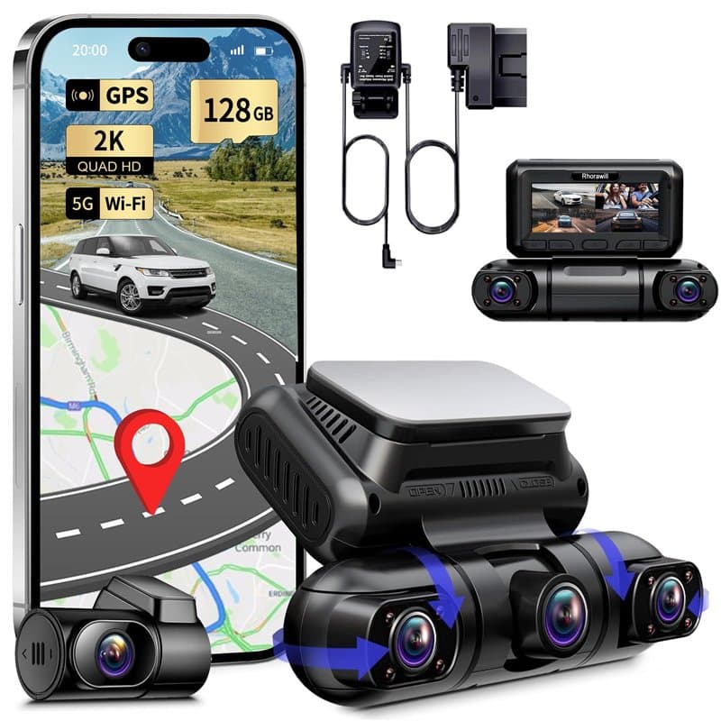 Rhorawill 4-Canaux Dashcam,360° Camera Voiture Avant Arrière Gauche Droite,Radar à Micro-Ondes Détection de Mouvement Mode Parki