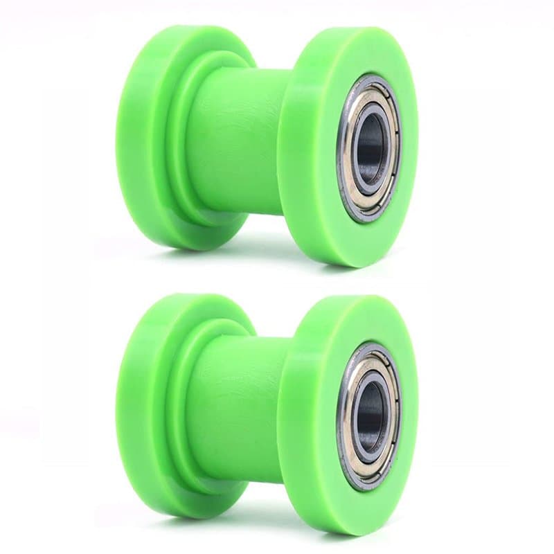 ANCLLO Lot de 2 rouleaux de chaîne en acier inoxydable de 10 mm, tendeur de roulement robuste pour moto, moto tout-terrain, VTT