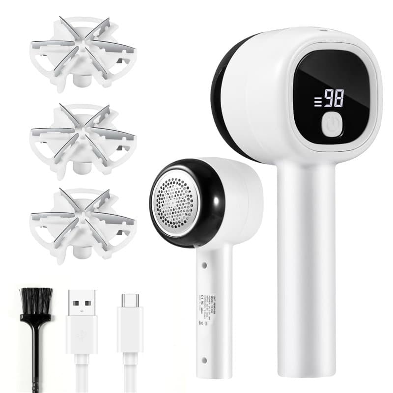 Blendura Rasoir Anti Bouloche, Rechargeable Anti Bouloche Vetement Lame à 6 Branches, 3 Vitesses, Câble USB, Bouloche Appareil E