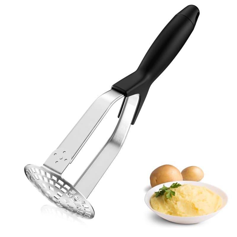Fousenuk Presse-Purée de Pommes de Terre en Acier Inoxydable, Professionnel Presse Puree Manuel avec Antidérapant Manche, Pliabl