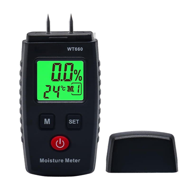 Humidimètre pour bois de type broche avec 7 modes, écran LCD rétroéclairé, détecteur de moisissures pour bois et matériaux de co
