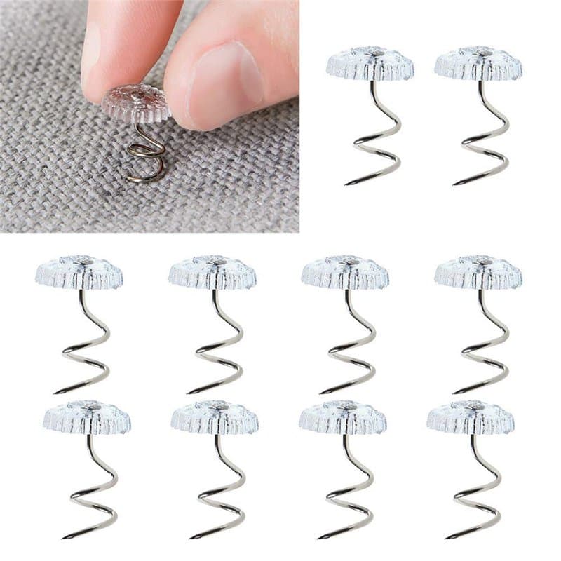 Têtes Claires Twist Pins,100 PCS Plastique Tête Tapisserie Épingle Housse Punaise de Lit pour Housses de Rembourrage Matelas Jup