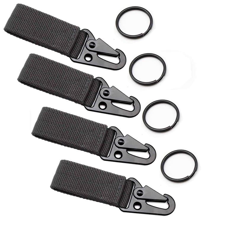 Mousqueton de Ceinture,4 PCS Ceinturon Tactique Mousqueton de Ceinture Suspendue Boucle en Nylon Tactique Sangle Boucle Boucle d