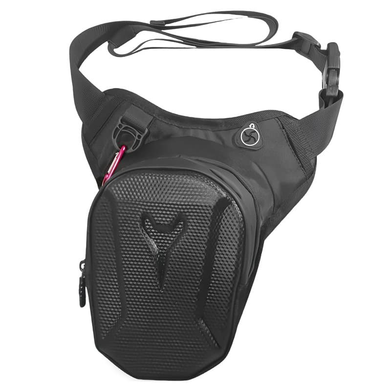 WANDGU Sac Banane Moto Hommes Femmes : Sac de Jambe et Sac Banane 2 en 1, Sac de Jambe Rigide Imperméable Sac de Jambe Sacoche d