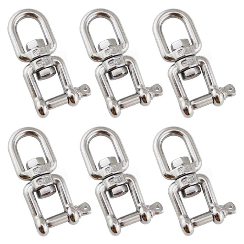 SAIJIAN 6 Pièces M6 Manille Pivotante en Acier Inoxydable 304 Anneau Pivotant Suspendue Crochet Pivotant pour Onnecter Un œillet