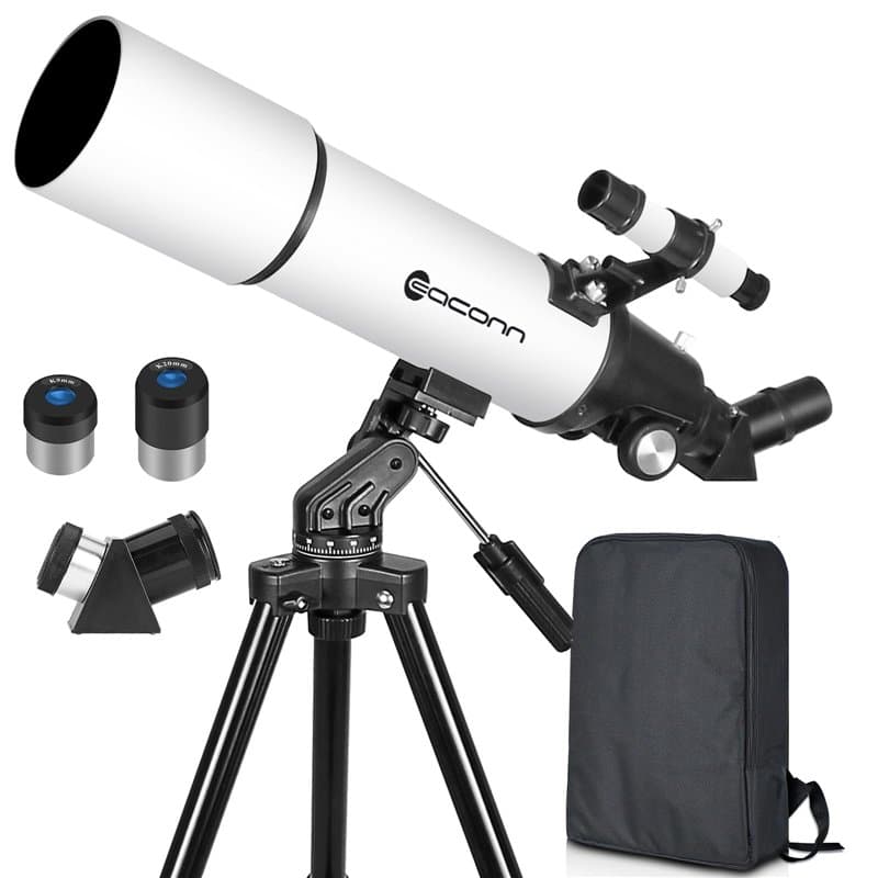 Télescope astronomique pour Adultes, télescope réfractif de 600mm d'ouverture de 80mm pour Enfants et débutants, Jumelles pour A