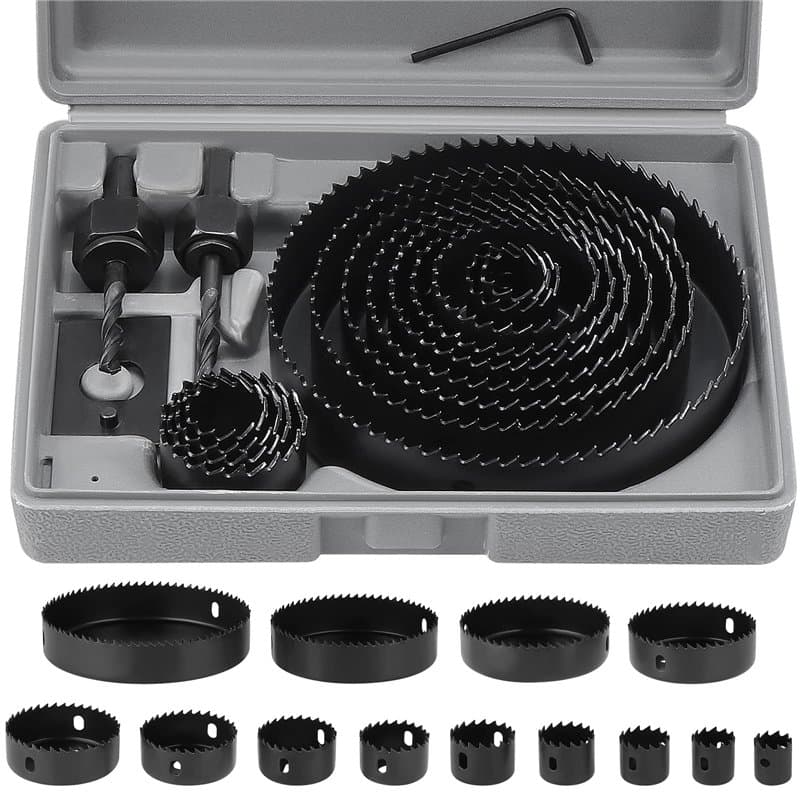 SHEENO 20 Pcs Kit Scies Cloches bi-métal en Acier Carbone 19-127mm Scie Cloche Coffret pour Bois, Plaque de Plâtre et Plaques de