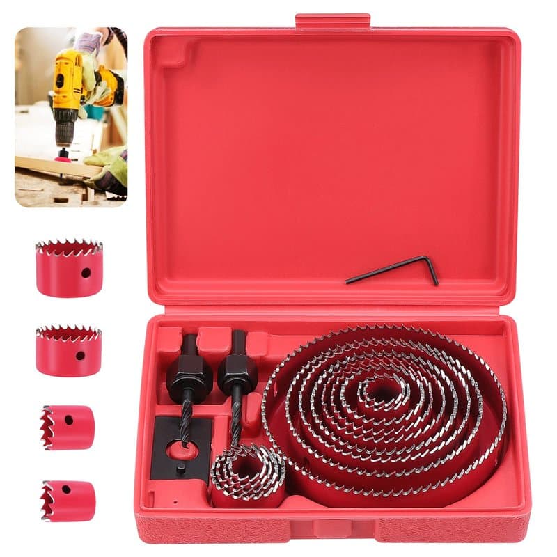 Knpwer 20 Pcs Kit Scies Cloches bi-métal en Acier Carbone 19-127mm Scie Cloche Coffret pour Bois, Plaque de Plâtre et Plaques de