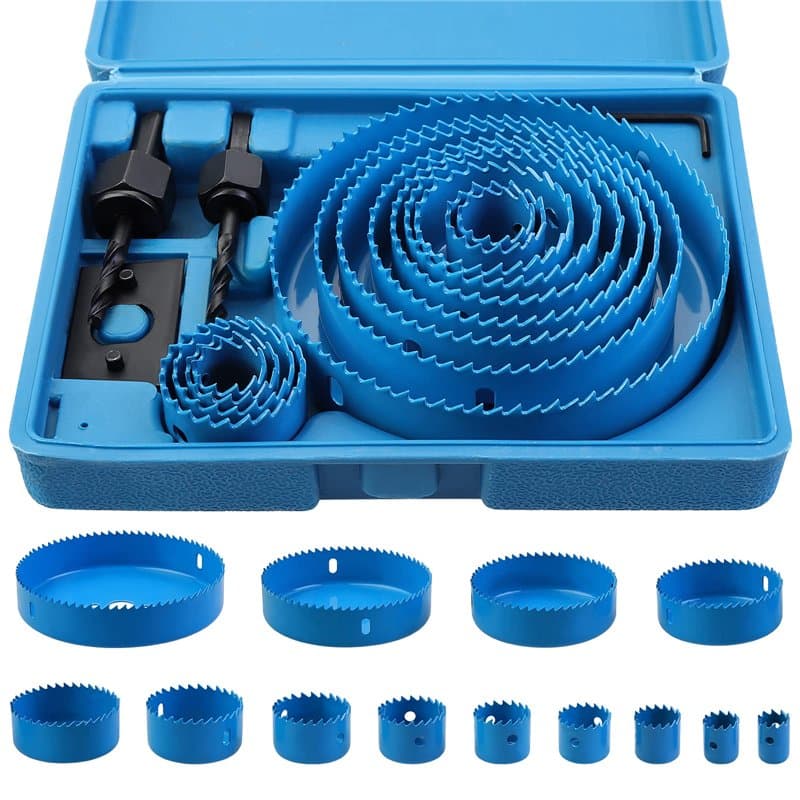Knpwer 17 Pcs Kit Scies Cloches bi-métal en Acier Carbone 19-127mm Scie Cloche Coffret pour Bois, Plaque de Plâtre et Plaques de