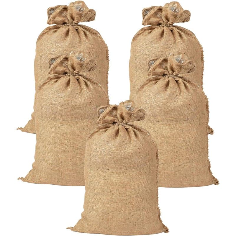 Sac Toile Jute Premium, 5 Sacs Toile de Jute Grand Format - Sac à gravats Chantier – Sac Jute Pomme de Terre – Sac Jute Noel réu