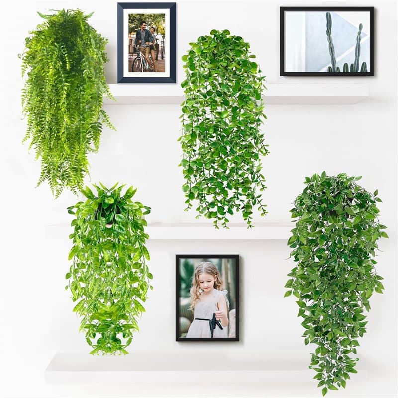 MZJAUVF 4Pcs Plante Artificielle Tombante, Fausse Plante Tombante avec Pots, Fausse Plante Interieurk, Plante Artificielle Inter
