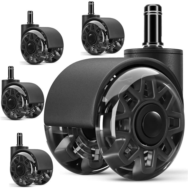 SaiXuan Lot de 5 Roulettes pour Chaise de Bureau, 11 x 22 mm Roues Pivotantes à 360°, Silencieuses et Sans Rayures, pour Sols Du