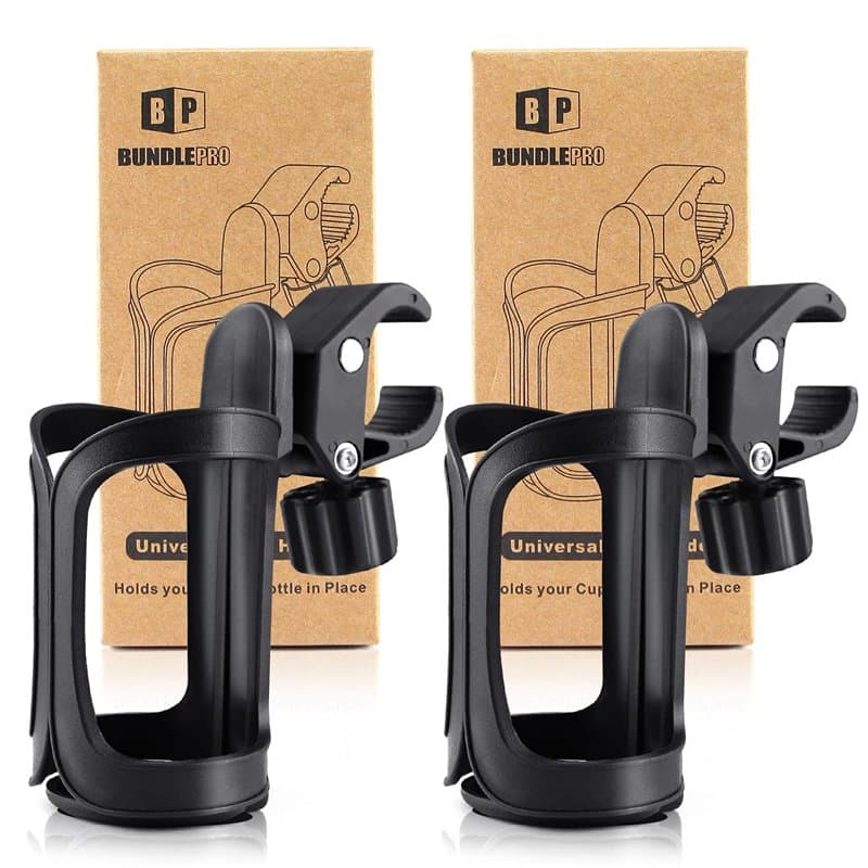 Lot de 2 porte-gobelets universels pour poussette/poussette, organiseur de bouteille réglable pour vélos, chariots, déambulateur