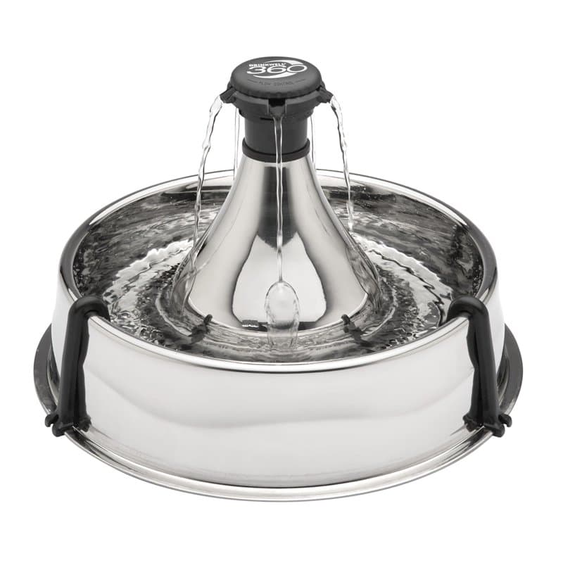 PetSafe - Fontaine à Eau pour Animaux 360 degrès Drinkwell en Acier Inoxydable, Capacité 3.8 L, 5 Jets d'eau en Cascade Personna