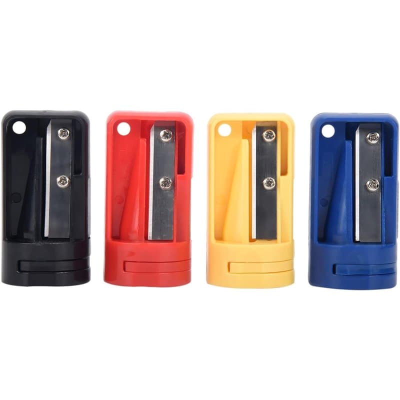 Lot de 4 taille-crayons de charpentier multicolores - Taille-crayons manuels pour crayons de charpentier plats - Outil portable