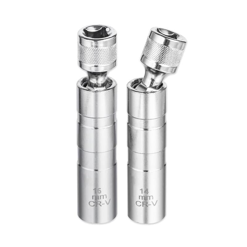 GIBOHOM Douille Bougie 14mm & 16mm, 2 Pièces Cle a Bougie Magnétique, Universelle 12 Pans 3/8 Pouces Clés à Bougie, Outil de Ret