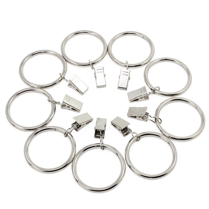 Fippy 20 Pièces Anneaux de Rideau avec Pince, Anneaux de Suspension de Rideaux en Acier Inoxydable avec des Clips pour Rideau Ph