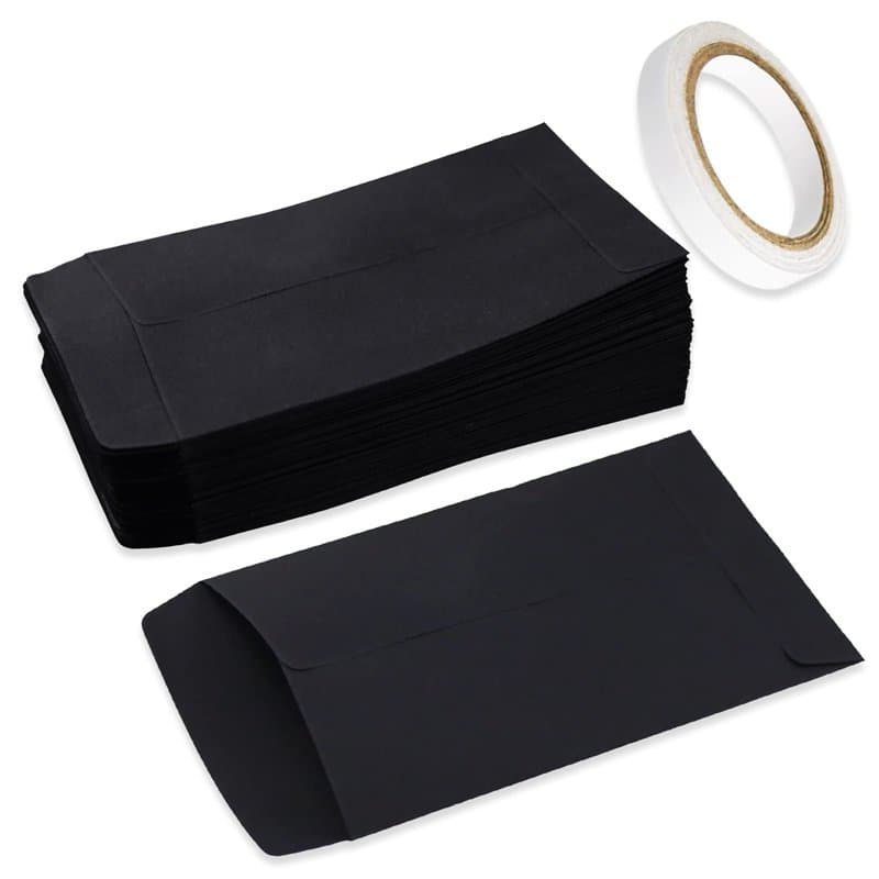 Lot de 100 petits sacs en papier kraft noir pour cadeaux d'invités, mariage, bonbons, pièces de monnaie - 10 x 6 cm