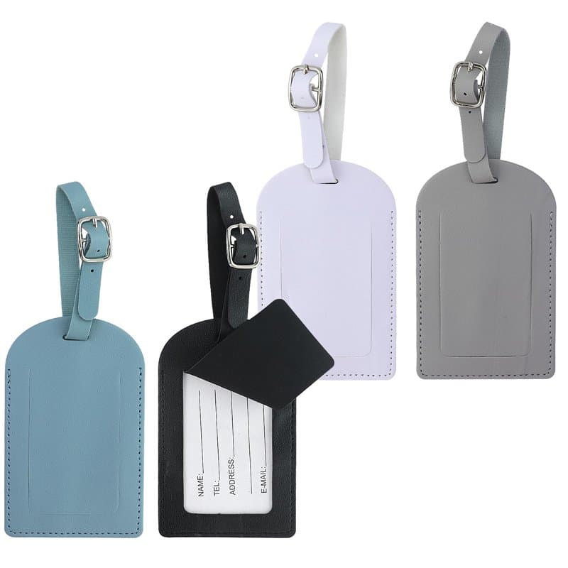 Lot de 4 étiquettes de bagage, en cuir synthétique, pour voyage en avion, porte-nom, boucle réglable pour voyage d'affaires, voy