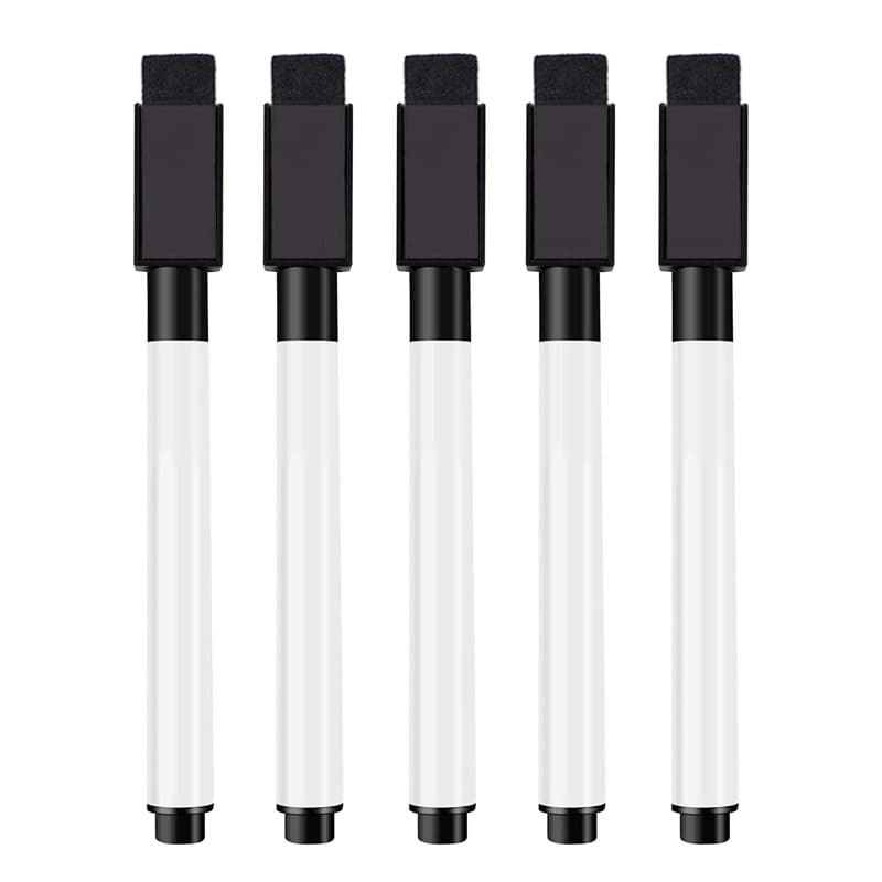 Feutres pour Tableau Blanc Effaçables à Sec 5 Pièces,avec Embout Effaceur Magnétique pour Tableau Blanc,Marqueur Tableau Blanc E