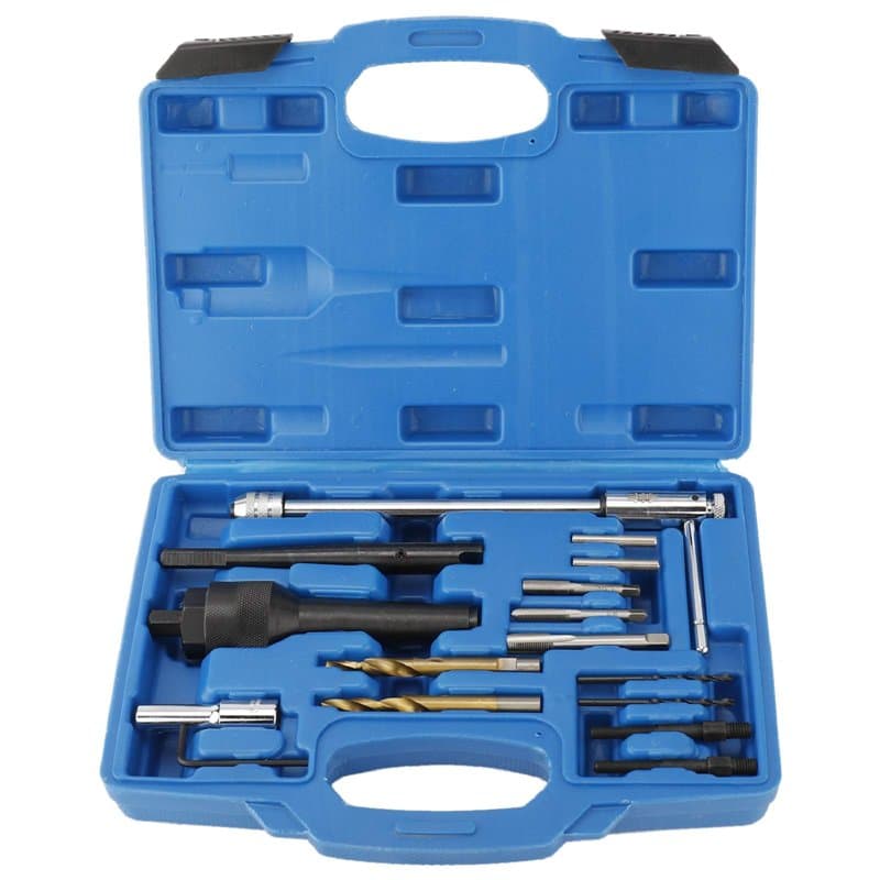 FreeTec 16pcs Kit d'outils de réparation de filetage Bougies de préchauffage M8 M10 Compatible avec Mercedes, CDI, pour Audi VW