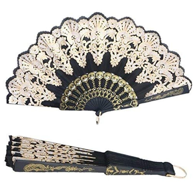 Kofun Shizuhatagayama pliante pour drag¨¦es de ventilateur ¨¤ main, les fans de style espagnol Noir Parfait de No?l F¨ºte de mar
