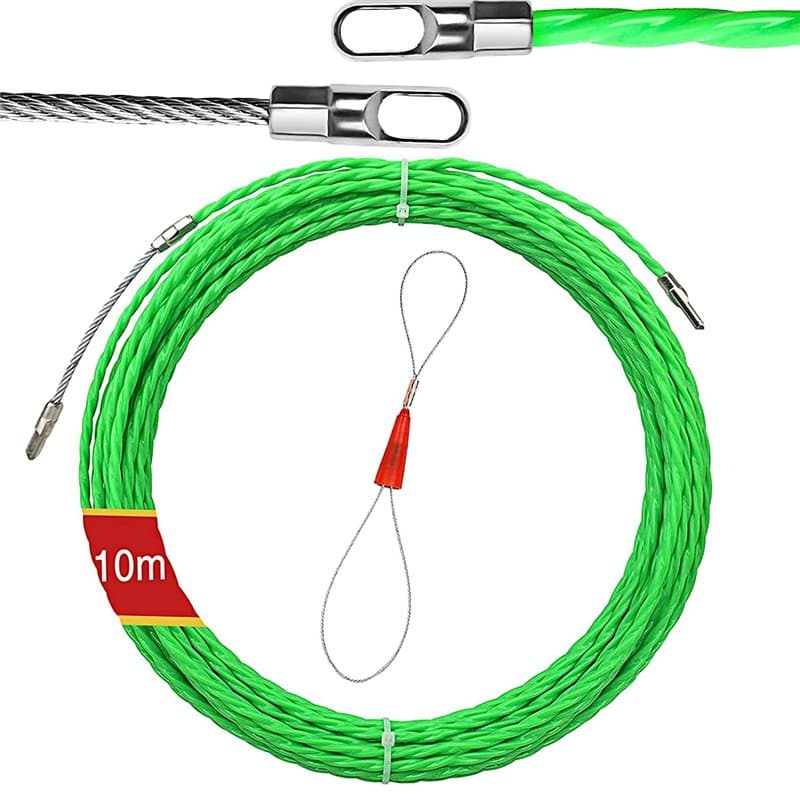 Tire Fil Electrician, 10M Fish Tape Cable Aiguille Electricien Électrique Filetage Guide Fil Conduit avec Tête Flexible de Guida