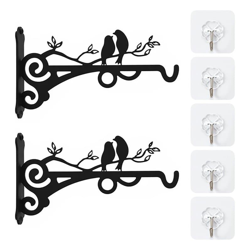 ZBHDEYG 2 Supports De Fleurs En Fer Forgé, 5 Crochets, Supports De Paniers De Plantes, Supports De Pots De Fleurs, Adaptés Pour