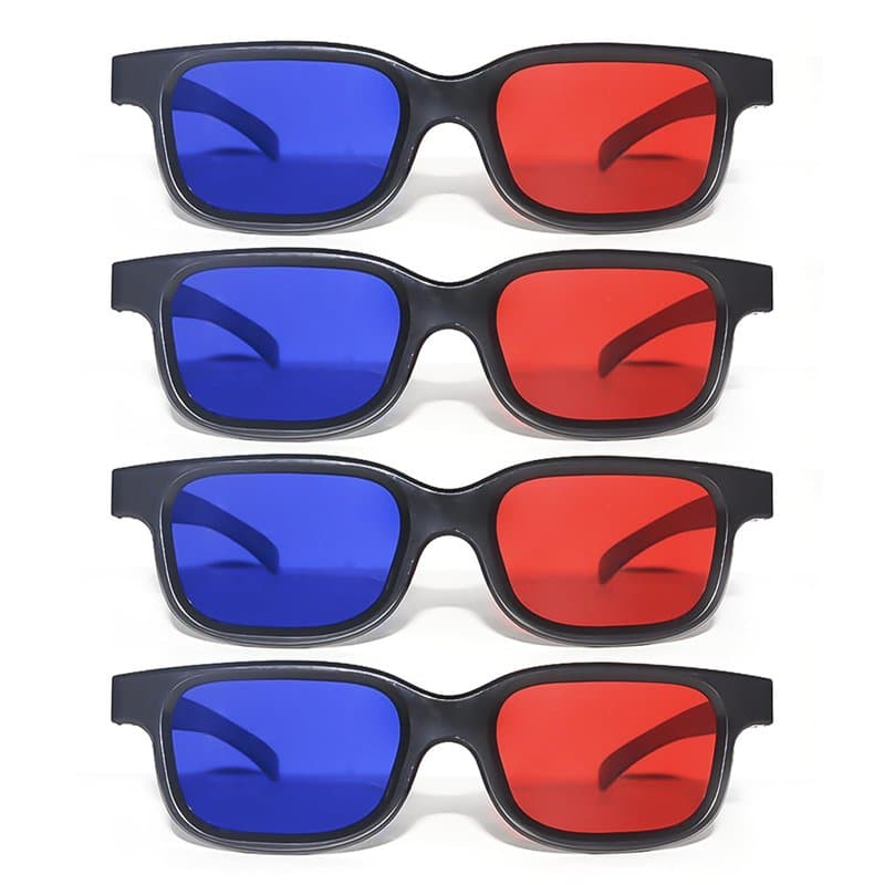 ZBHDEYG Lot de 4 lunettes TV 3D, lunettes 3D rouges et bleues, lunettes 3D pour regarder des films, lunettes 3D pour jeux d'ordi