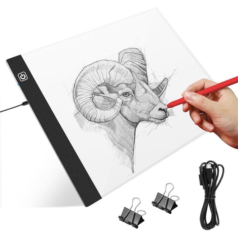 VFANDV Tablette Lumineuse A4, LED Table Lumineuse Dessin Luminosité Réglable, Planche à Dessin avec Câble USB Portabilité Dessin