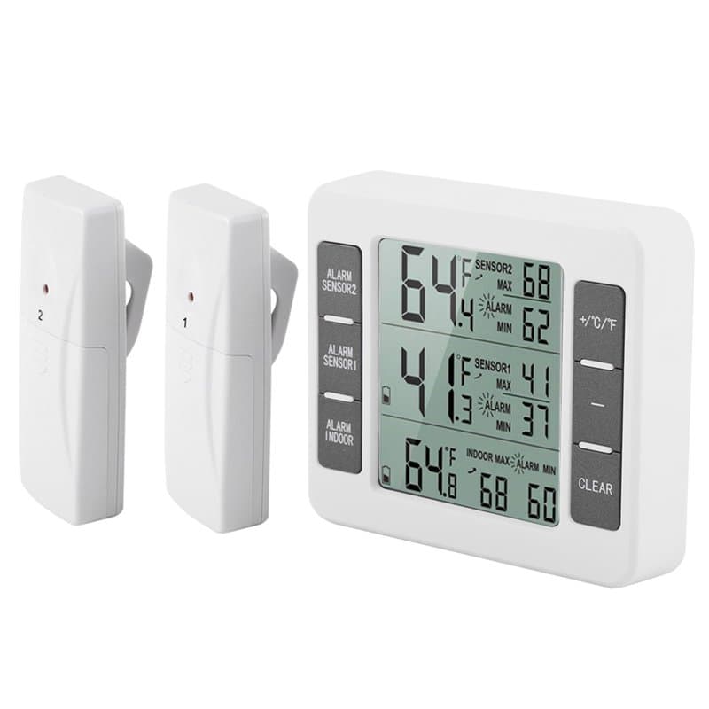FTVOGUE Thermomètre de réfrigérateur Alarme acoustique numérique sans fil Thermomètre de réfrigérateur/congélateur