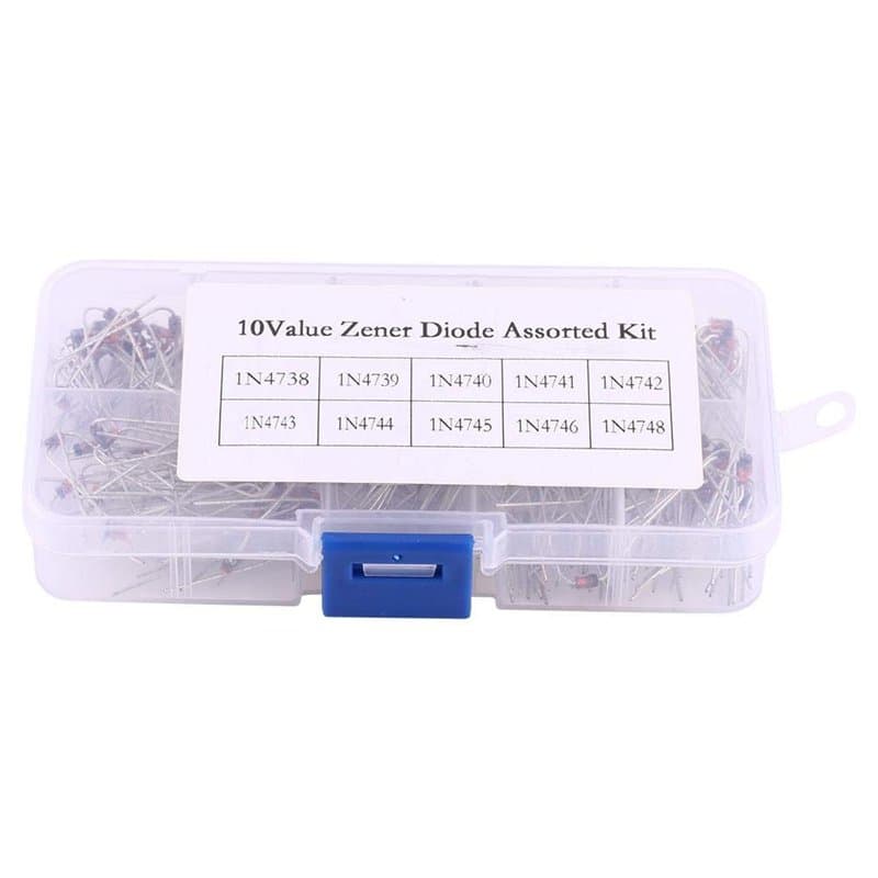 200pcs 1W Diode Zener 8.2V-22V avec Boîte de Rangement 10 Modèles 1N4738-1N4748