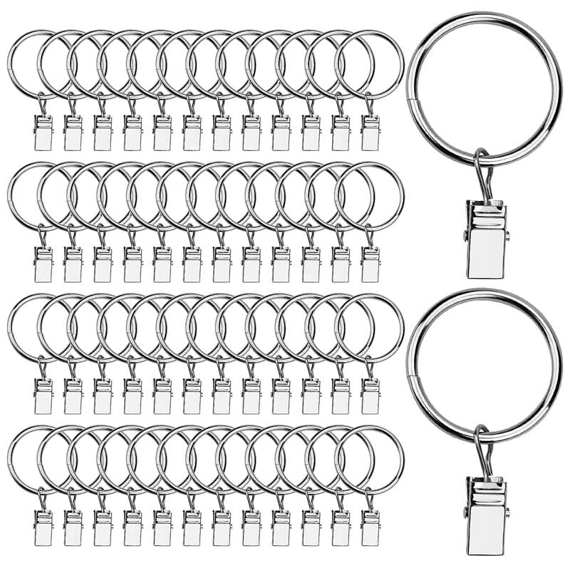 TDDL 50 Pièces Anneaux pour Rideaux, 32mm Anneau Rideau avec Pinces Acier Inoxydable Métal Anneaux Clip Rideau pour Rideaux Déco