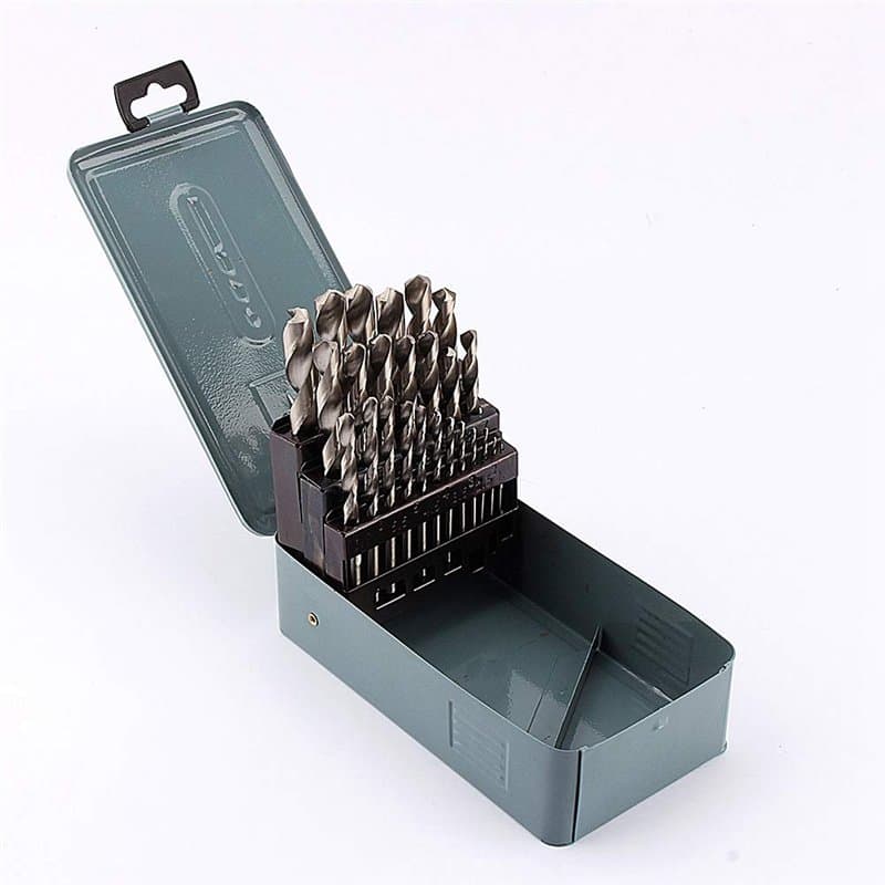 Forets Carbure Metaux Foret Metal, Coffret Foret Metal Lot de 25 Forets Hélicoïdaux HSS avec Boîte de Rangement en Métal pour Bo