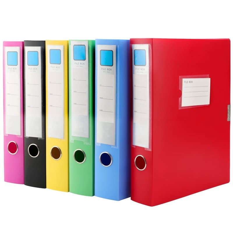 PINGEUI Lot de 6 boîtes de rangement A4 en plastique de grande capacité avec couvercle pour le bureau, la maison, l'école, 6 cou