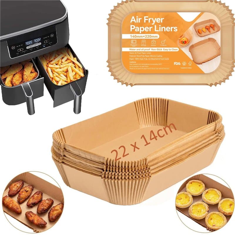 Leylve 125 Pièces Papier Sulfurisé pour Friteuse à Air, 22x14cm Airfryer Papier Sulfurisé, Accessoires pour Friteuse à Air Compa