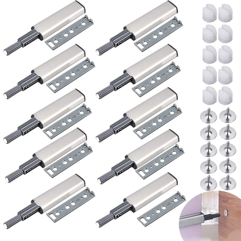 10 PCS Push to Open Aimant Poussoir Porte Placard Loquet Magnetique,Tampon Amortisseur,Ouvre et Ferme avec Pression pour La Port