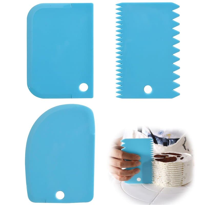 WOLMIK Lot de 3 spatules à gâteau en plastique pour pâte à pâtisserie, fondant, crème, bord de gâteau, décoration latérale, glaç
