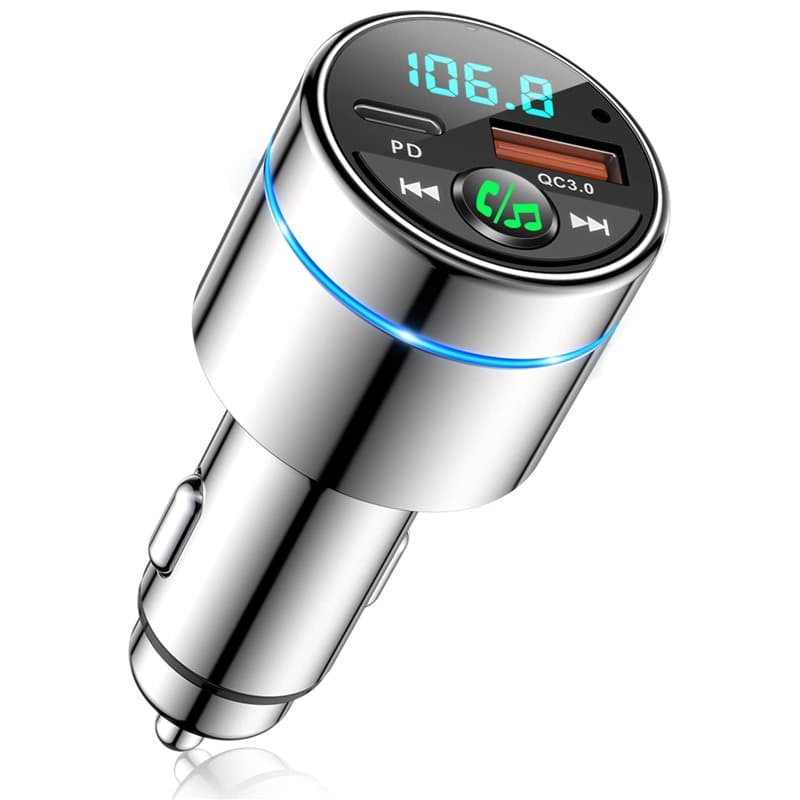 Mohard Transmetteur FM Bluetooth 5.3, Tout Métal Bluetooth Voiture, Chargeur Rapide de Voiture PD30W Type C+QC3.0, Adaptateur Bl