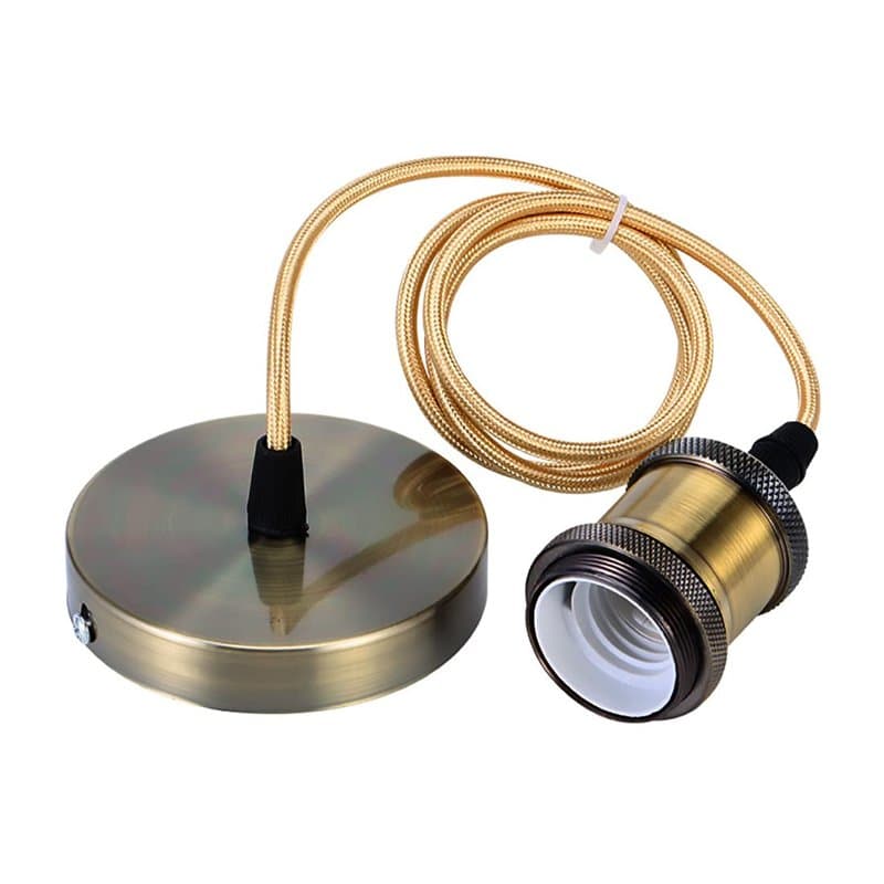 Hsthe Sea Suspension de lampe avec anneau à vis, douille E27 avec câble de douille Douille de lampe rétro vintage en aluminium,