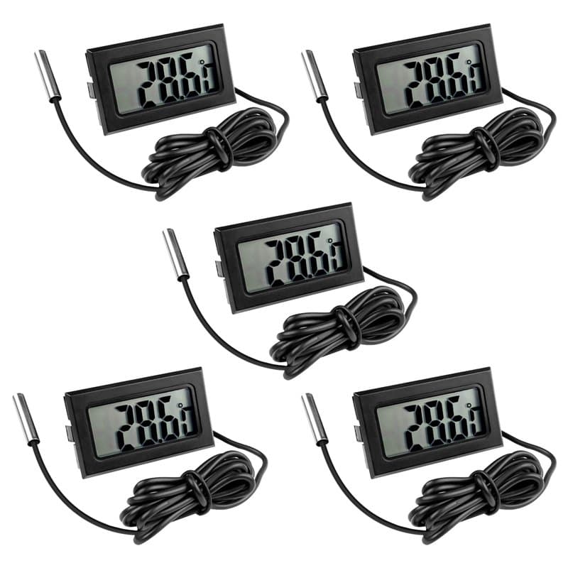 Gvolatee 5 Pièces Thermomètre Frigo Digital, Sonde Temperature Numérique avec Écran LCD, Thermomètre Température avec Sonde de T