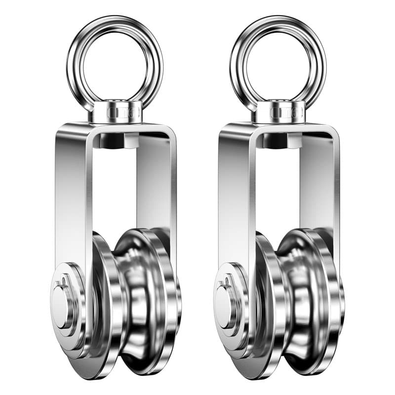 Frevoitna 2 Pièces poulie de levage, poulies de mouflage, poulie pour cable en acier inoxydable, poulies pour cordes avec croche
