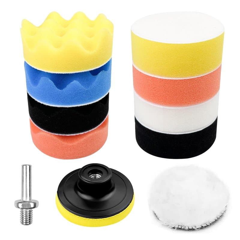 Newpop 11 Pièces Éponge de Polissage, Tampon de Polissage en Laine d'agneau 3 Pouces, Pad Polissage Voiture Auto Agrippant, Disq