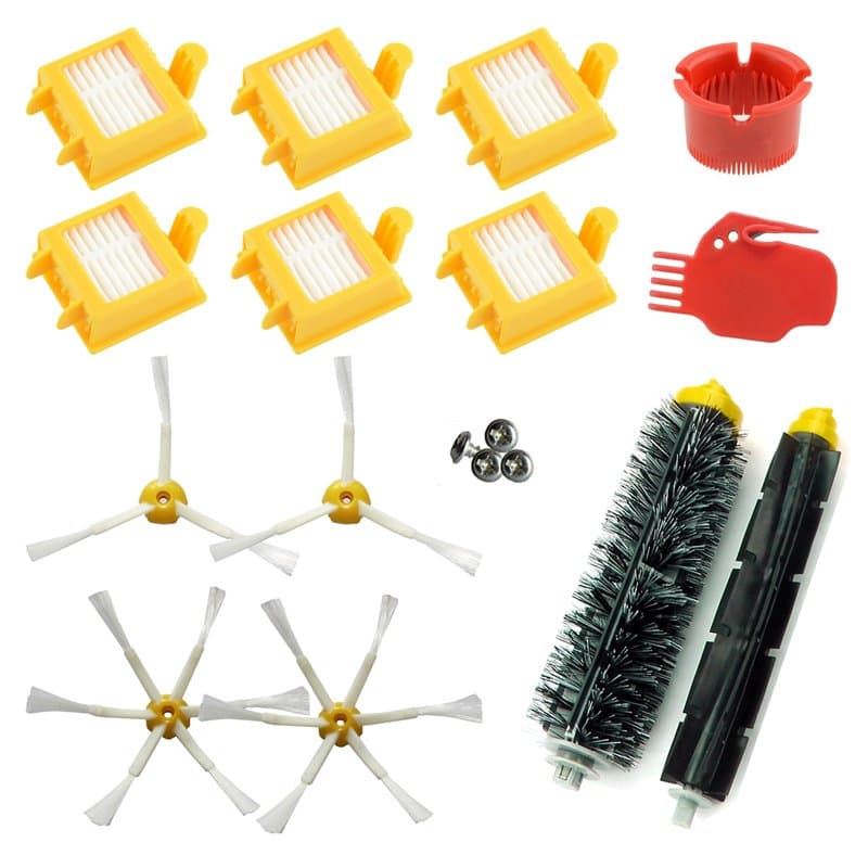 ASP-Robot Pieces Roomba Serie 760 765 770 700 772 775 776 780 782 785 786. 6X Filtre HEPA, 4X Brosse Laterale, 1x Rouleau Centra