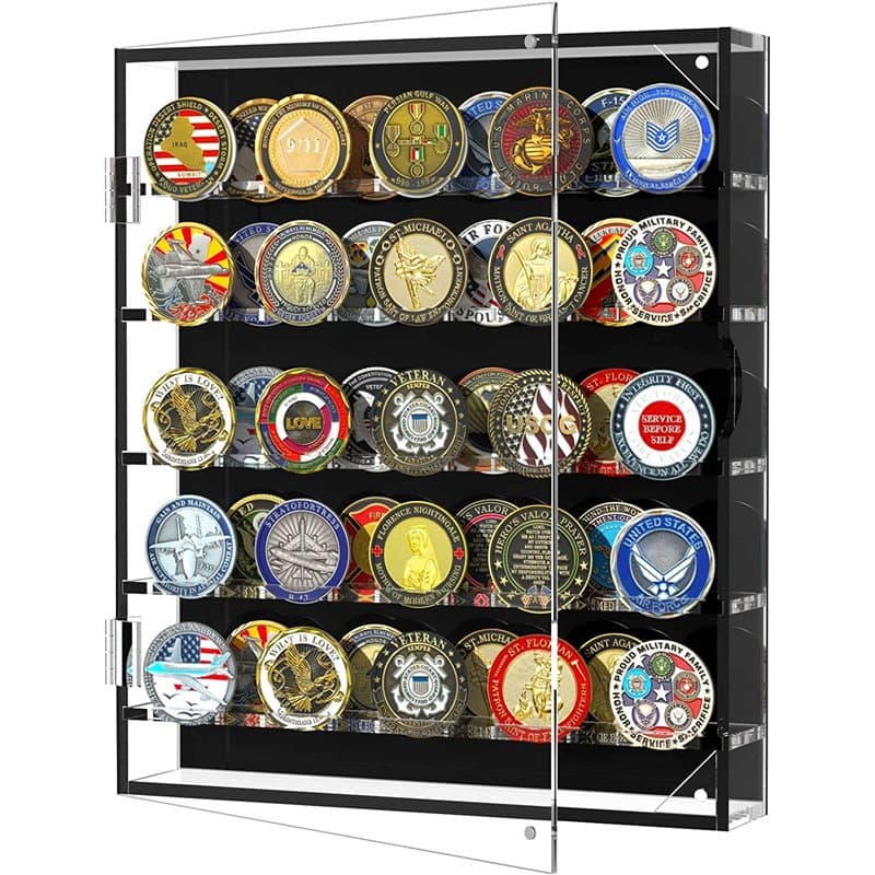 Étagère de présentation pour pièces commémoratives Militaires,Présentoir Mural en Acrylique pour médaillons de Monnaie- Peut con